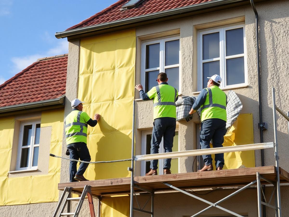 Chantier d'isolation par l'extérieur